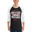 Man wearing North Shore High School Mustangs Unisex 3/4 Sleeve Raglan T-shirt 210