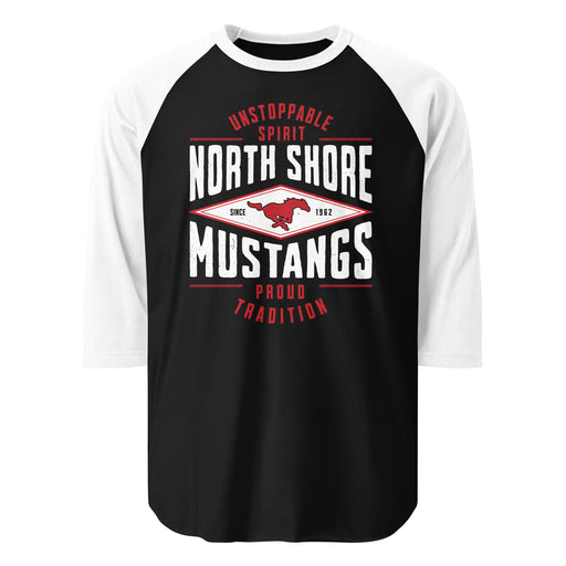 North Shore High School Mustangs Unisex 3/4 Sleeve Raglan T-shirt 210