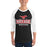 Man wearing North Shore High School Mustangs Unisex 3/4 Sleeve Raglan T-shirt 202