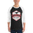 Man wearing North Shore High School Mustangs Unisex 3/4 Sleeve Raglan T-shirt 209