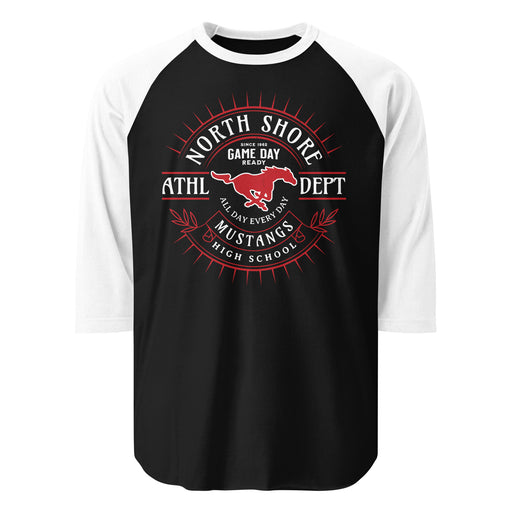 North Shore High School Mustangs Unisex 3/4 Sleeve Raglan T-shirt 201