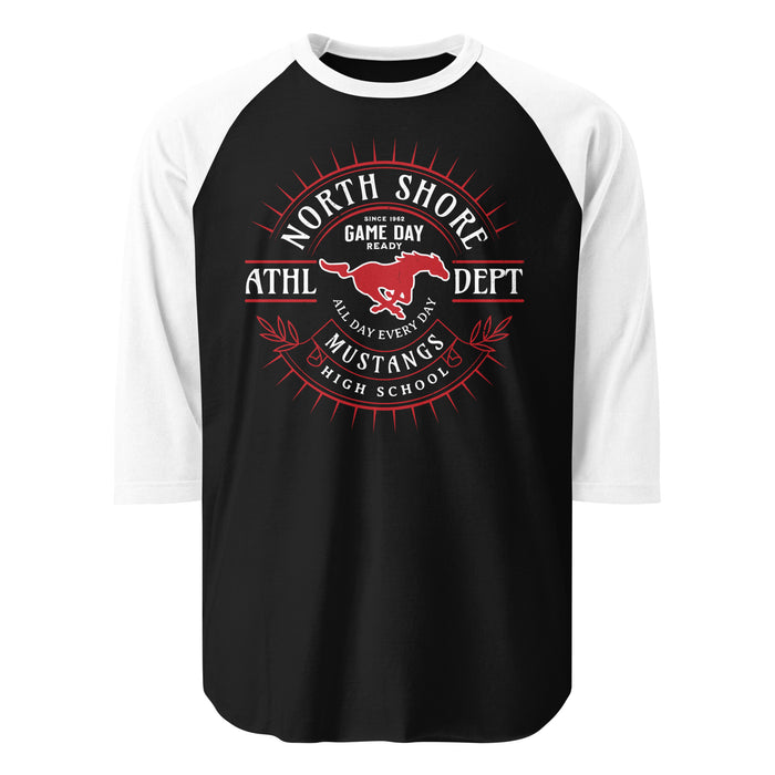 North Shore High School Mustangs Unisex 3/4 Sleeve Raglan T-shirt 201
