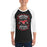 Man wearing North Shore High School Mustangs Unisex 3/4 Sleeve Raglan T-shirt 207