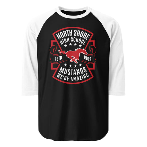 North Shore High School Mustangs Unisex 3/4 Sleeve Raglan T-shirt 207