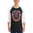 Man wearing North Shore High School Mustangs Unisex 3/4 Sleeve Raglan T-shirt 229