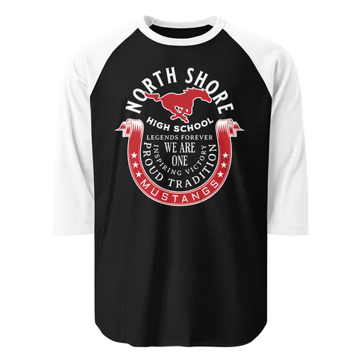 North Shore High School Mustangs Unisex 3/4 Sleeve Raglan T-shirt 229