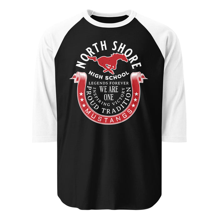 North Shore High School Mustangs Unisex 3/4 Sleeve Raglan T-shirt 229