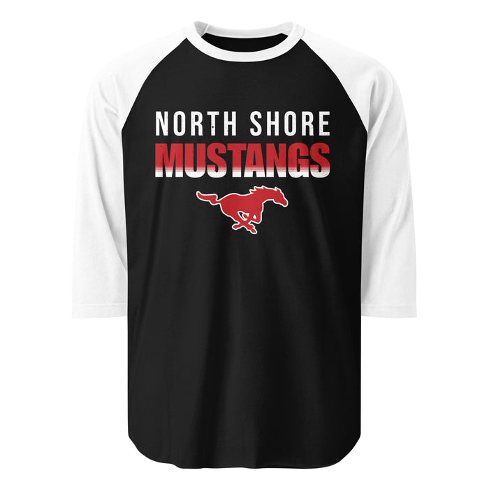 North Shore High School Mustangs Unisex 3/4 Sleeve Raglan T-shirt 024