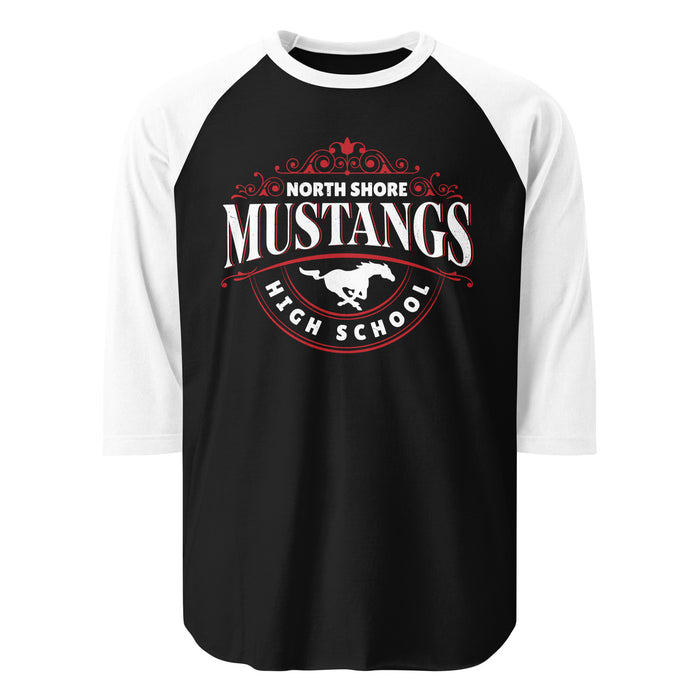 North Shore High School Mustangs Unisex 3/4 Sleeve Raglan T-shirt 211