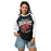Woman wearing Odessa High School Bronchos Unisex 3/4 sleeve Raglan T-shirt 213