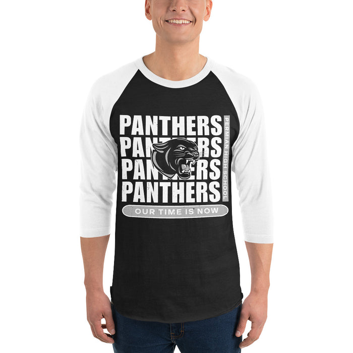 Man wearing Permian High School Panthers Unisex 3/4 sleeve Raglan T-shirt 235