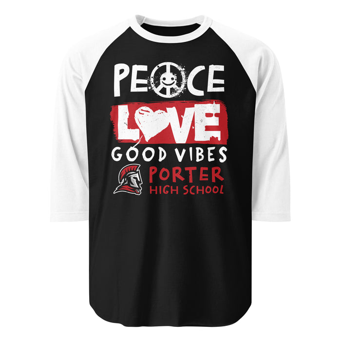 Porter High School Spartans Unisex 3/4 Sleeve Raglan T-shirt 240