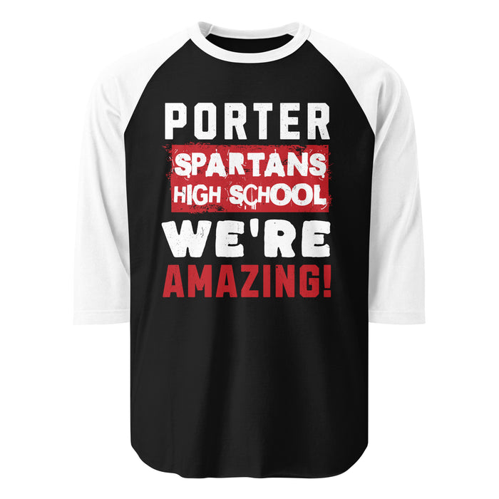 Porter High School Spartans Unisex 3/4 Sleeve Raglan T-shirt 231