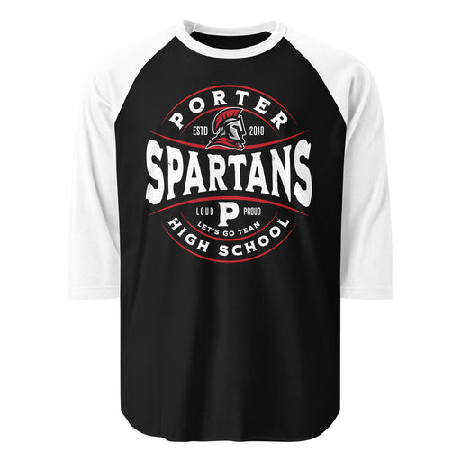Porter High School Spartans Unisex 3/4 Sleeve Raglan T-shirt 218