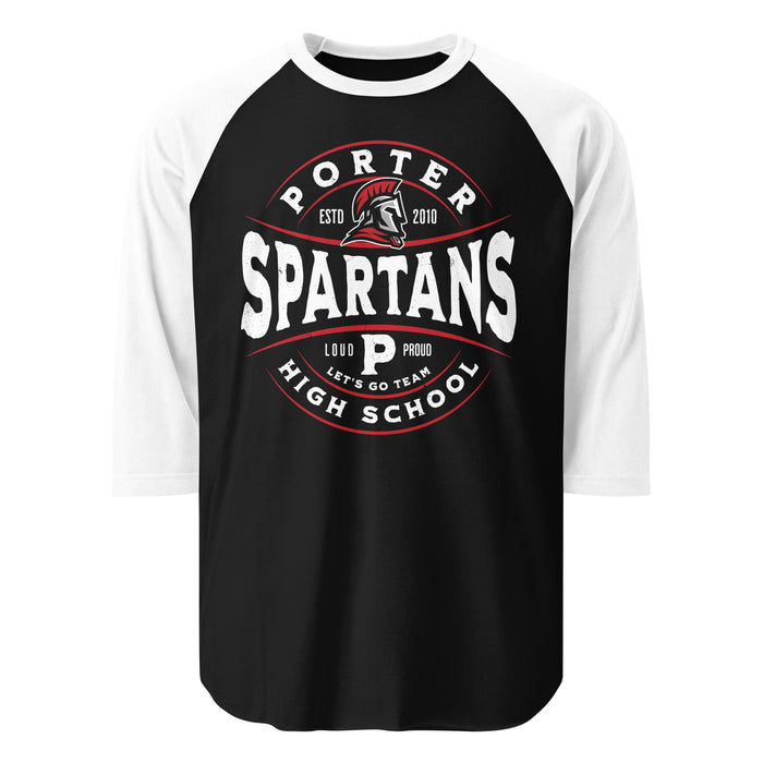 Porter High School Spartans Unisex 3/4 Sleeve Raglan T-shirt 218