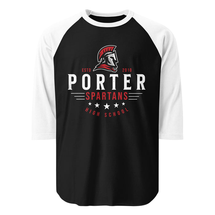 Porter High School Spartans Unisex 3/4 Sleeve Raglan T-shirt 217