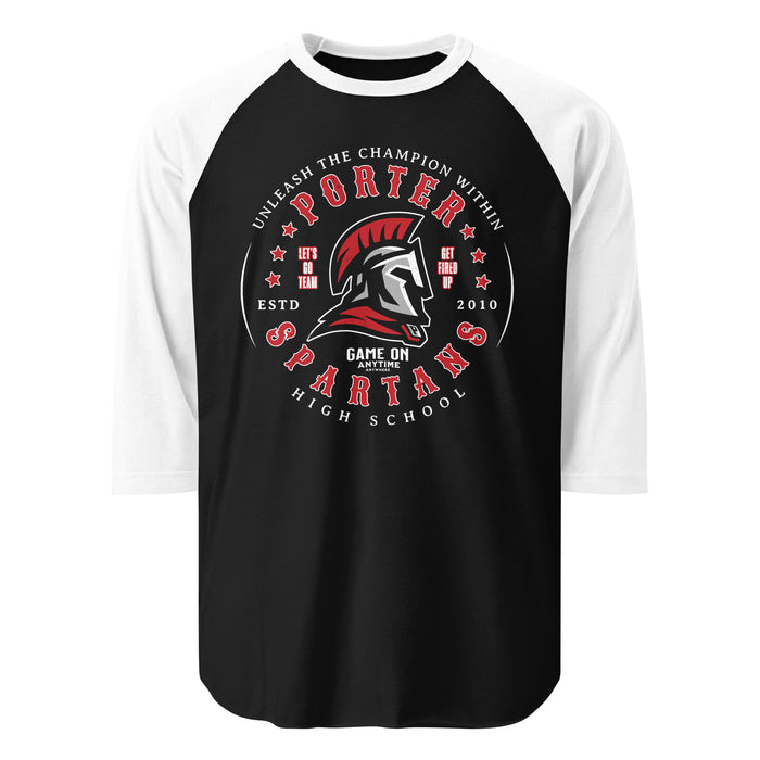Porter High School Spartans Unisex 3/4 Sleeve Raglan T-shirt 214