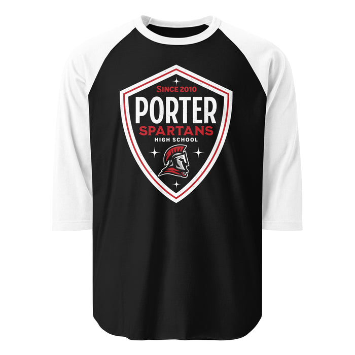 Porter High School Spartans Unisex 3/4 Sleeve Raglan T-shirt 225
