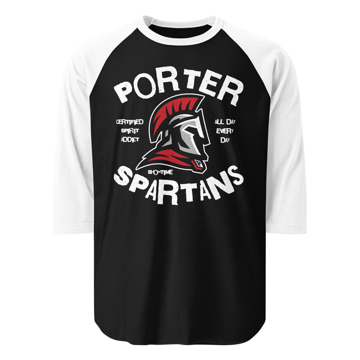 Porter High School Spartans Unisex 3/4 Sleeve Raglan T-shirt 228