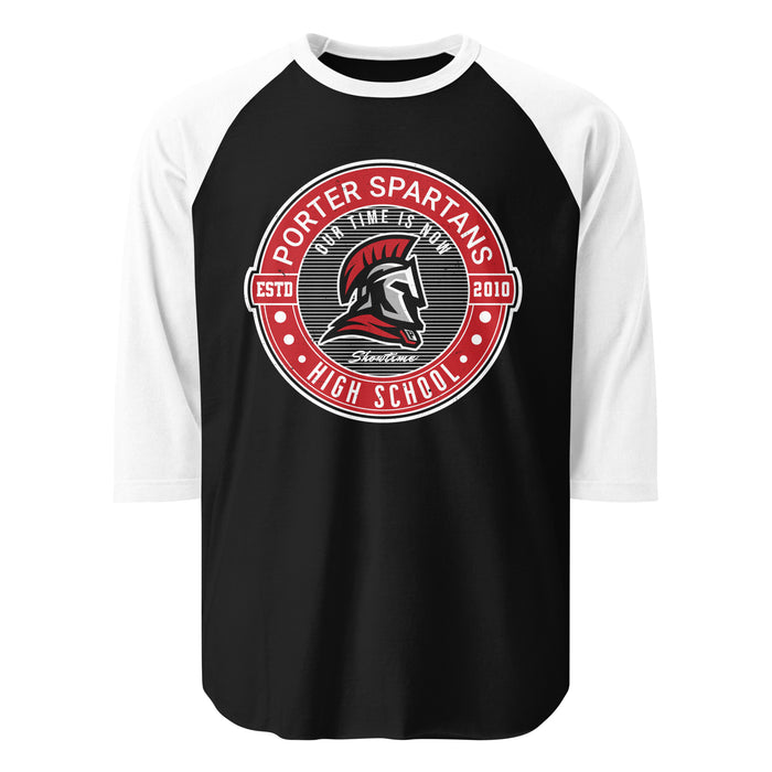 Porter High School Spartans Unisex 3/4 Sleeve Raglan T-shirt 224