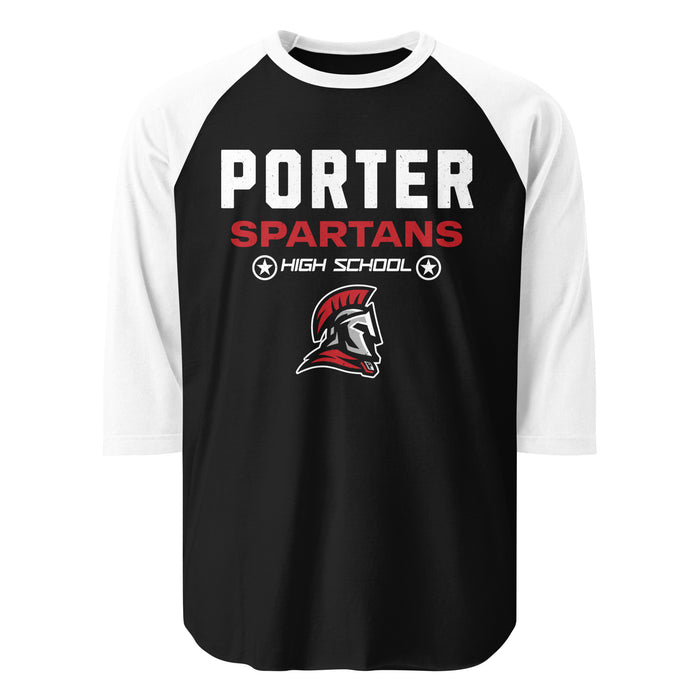 Porter High School Spartans Unisex 3/4 Sleeve Raglan T-shirt 003