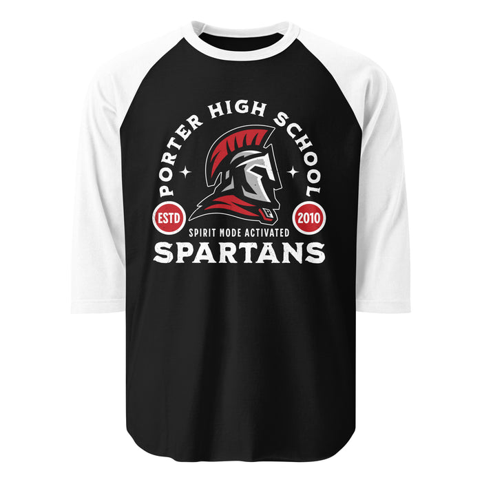 Porter High School Spartans Unisex 3/4 Sleeve Raglan T-shirt 208