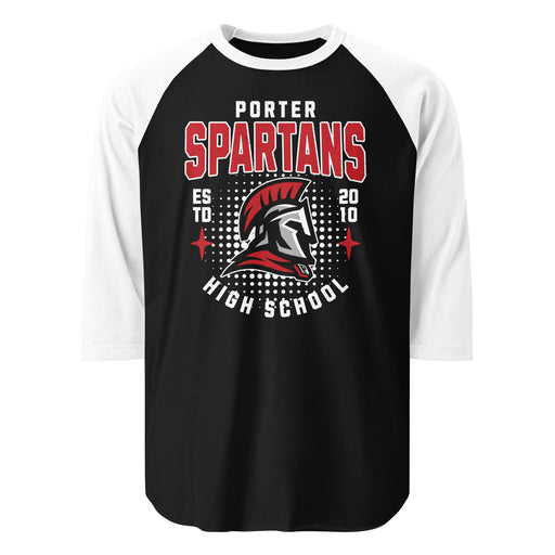 Porter High School Spartans Unisex 3/4 Sleeve Raglan T-shirt 204
