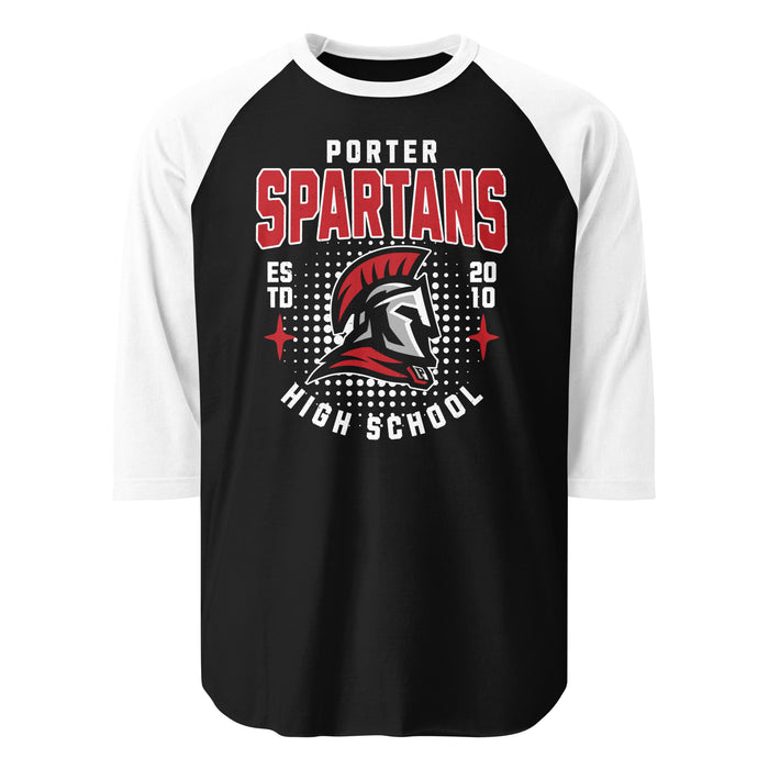 Porter High School Spartans Unisex 3/4 Sleeve Raglan T-shirt 204