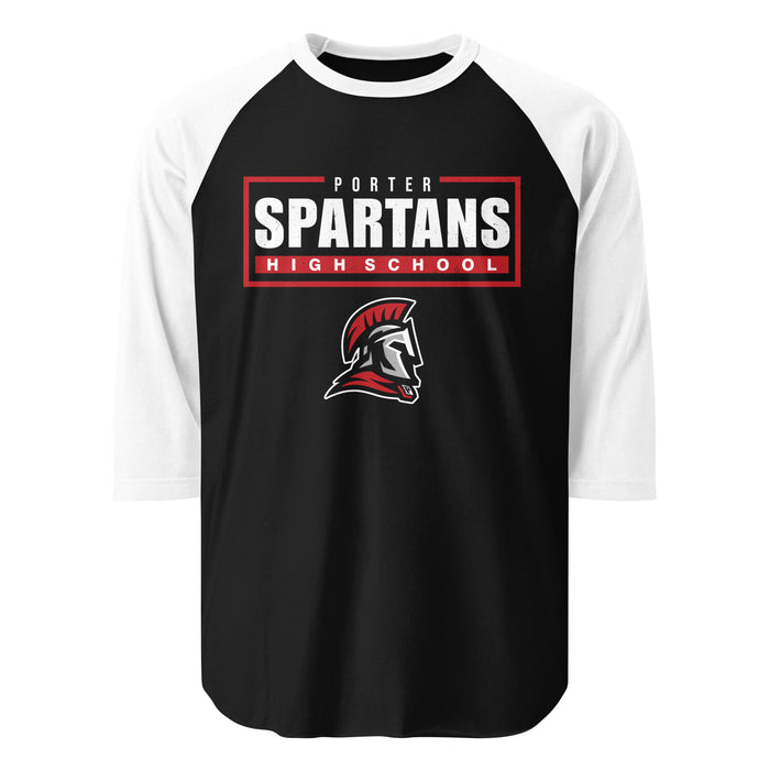 Porter High School Spartans Unisex 3/4 Sleeve Raglan T-shirt 049