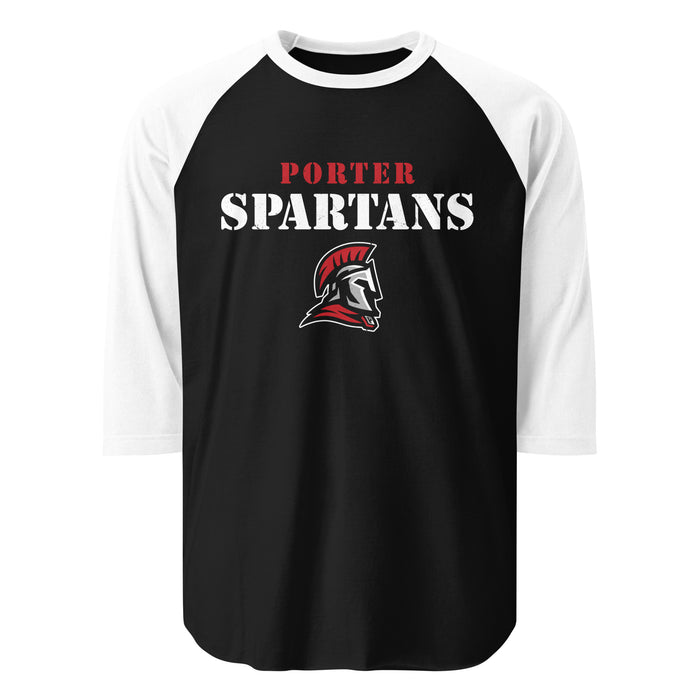 Porter High School Spartans Unisex 3/4 Sleeve Raglan T-shirt 017
