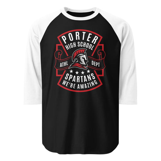 Porter High School Spartans Unisex 3/4 Sleeve Raglan T-shirt 207