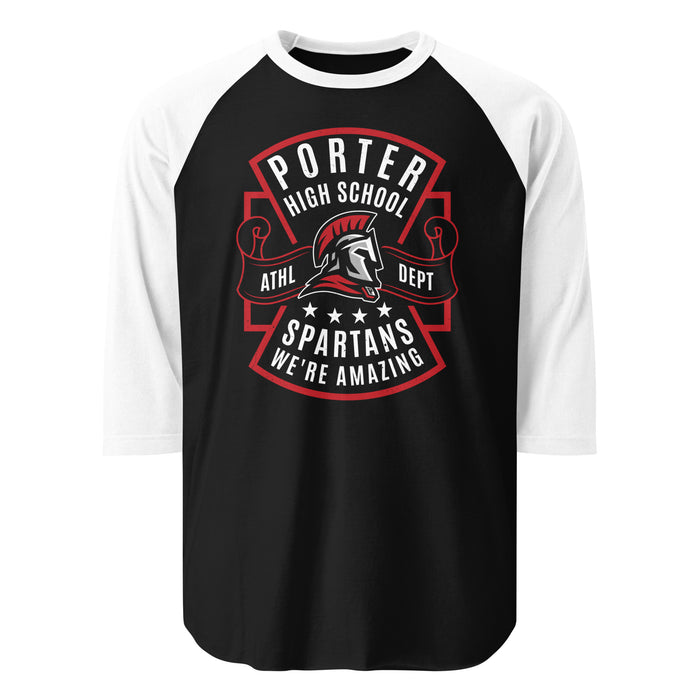 Porter High School Spartans Unisex 3/4 Sleeve Raglan T-shirt 207
