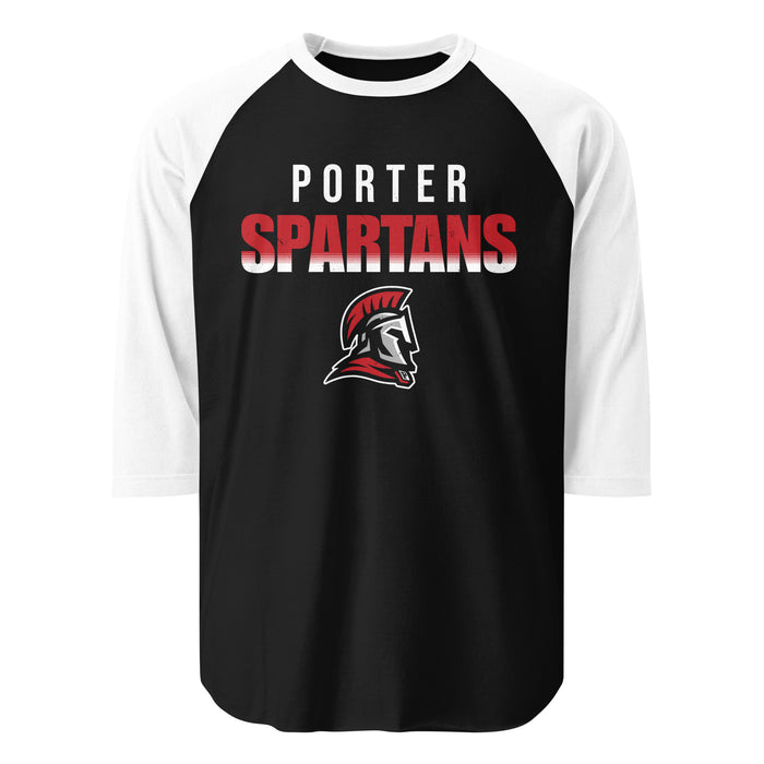 Porter High School Spartans Unisex 3/4 Sleeve Raglan T-shirt 024
