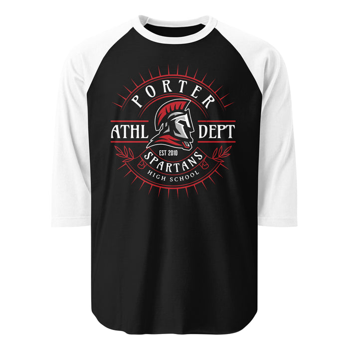 Porter High School Spartans Unisex 3/4 Sleeve Raglan T-shirt 201