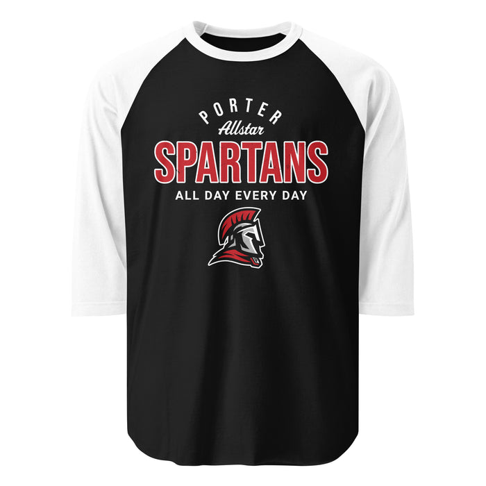 Porter High School Spartans Unisex 3/4 Sleeve Raglan T-shirt 040