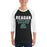 Man wearing Reagan High School Rattlers Unisex 3/4 sleeve Raglan T-shirt 003