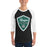 Man wearing Reagan High School Rattlers Unisex 3/4 sleeve Raglan T-shirt 225