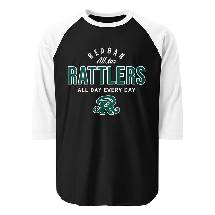 Reagan High School Rattlers Unisex 3/4 sleeve Raglan T-shirt 040