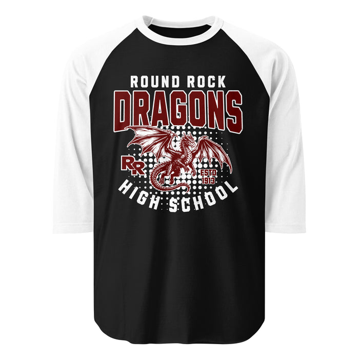 Round Rock High School Dragons Unisex 3/4 sleeve Raglan T-shirt 204