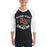 Man wearing Round Rock High School Dragons Unisex 3/4 sleeve Raglan T-shirt 228