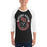 Man wearing Round Rock High School Dragons Unisex 3/4 sleeve Raglan T-shirt 229