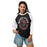 Woman wearing Round Rock High School Dragons Unisex 3/4 sleeve Raglan T-shirt 229