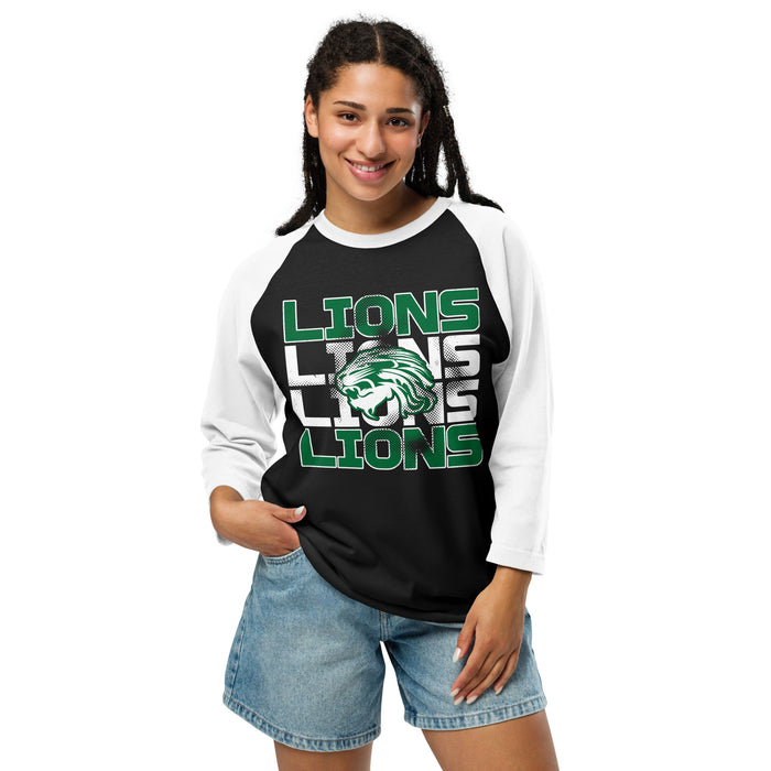 Woman wearing Spring High School Lions Unisex 3/4 Sleeve Raglan T-shirt 233