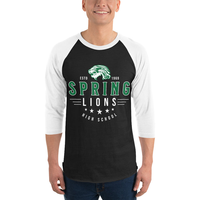 Man wearing Spring High School Lions Unisex 3/4 Sleeve Raglan T-shirt 217