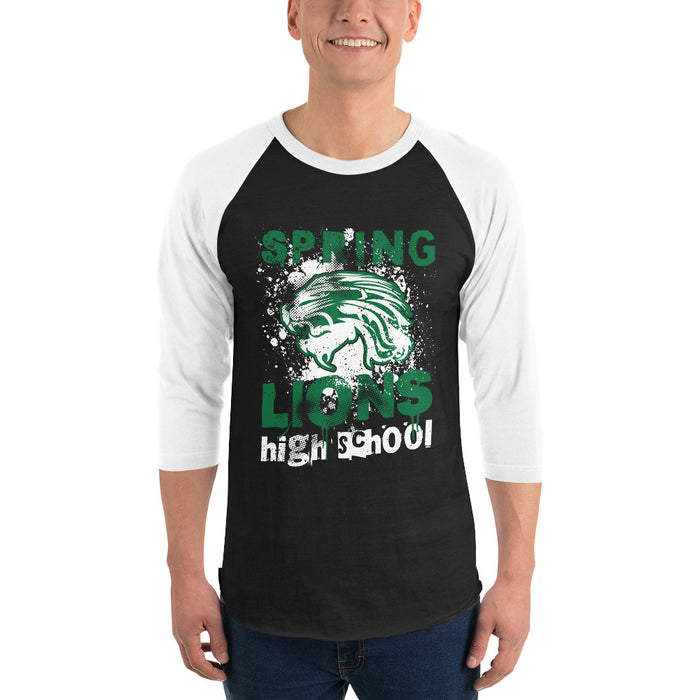 Man wearing Spring High School Lions Unisex 3/4 Sleeve Raglan T-shirt 205