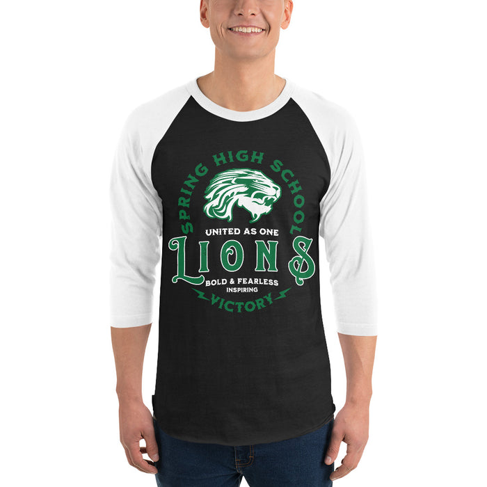 Man wearing Spring High School Lions Unisex 3/4 Sleeve Raglan T-shirt 206