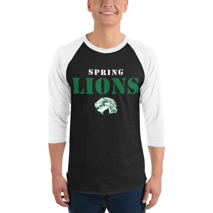 Man wearing Spring High School Lions Unisex 3/4 Sleeve Raglan T-shirt 017