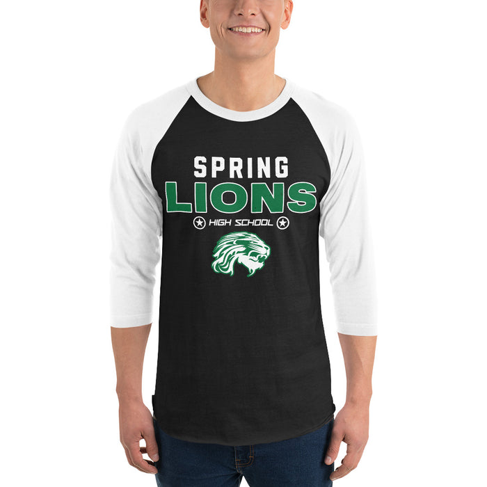 Man wearing Spring High School Lions Unisex 3/4 Sleeve Raglan T-shirt 003
