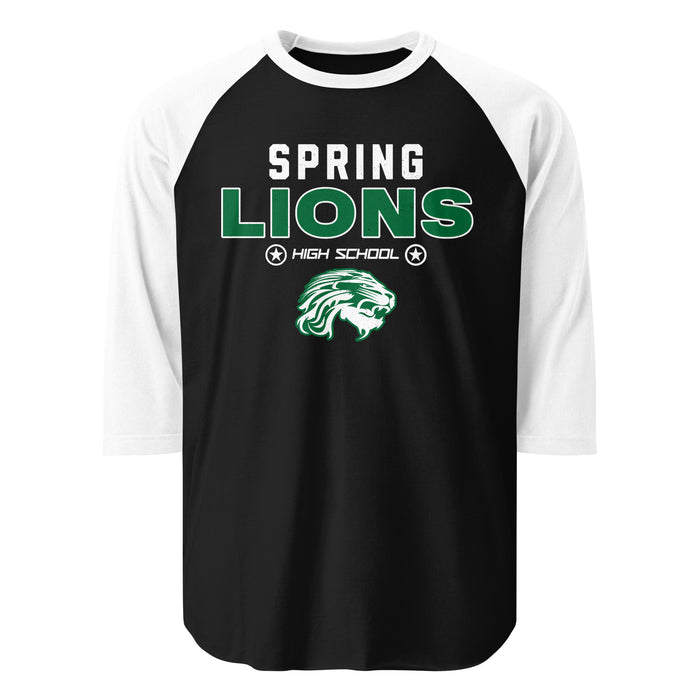 Spring High School Lions Unisex 3/4 Sleeve Raglan T-shirt 003