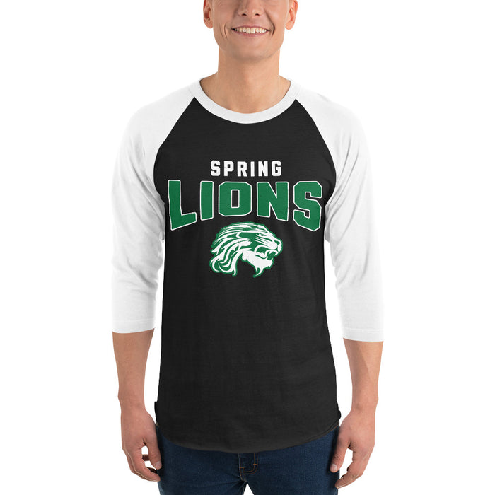 Man wearing Spring High School Lions Unisex 3/4 Sleeve Raglan T-shirt 234
